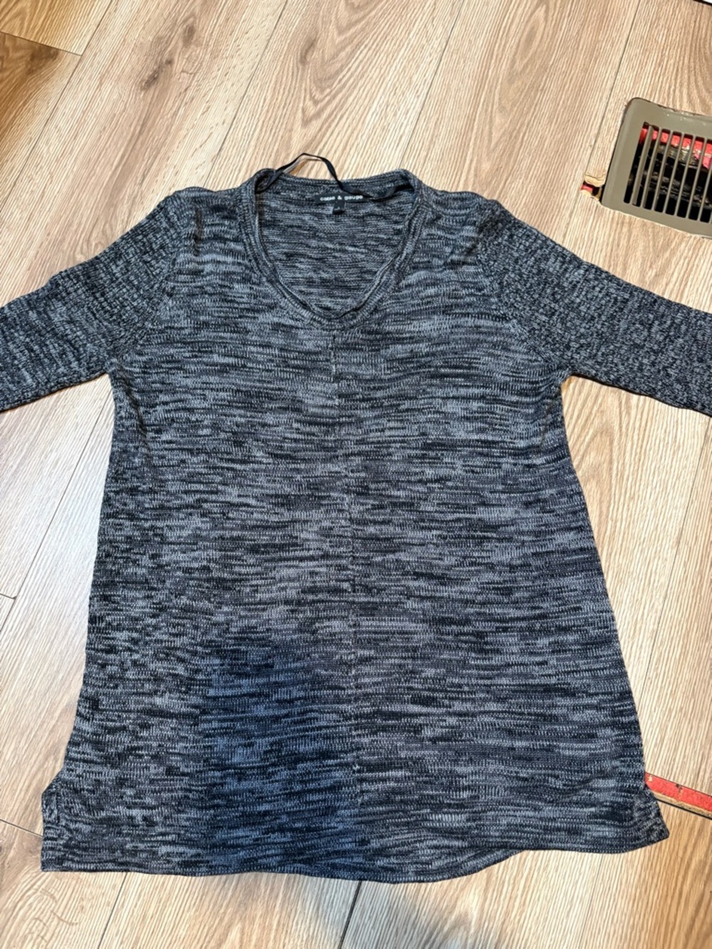 Cable & Gauge Gray and Black Marled Knit Top